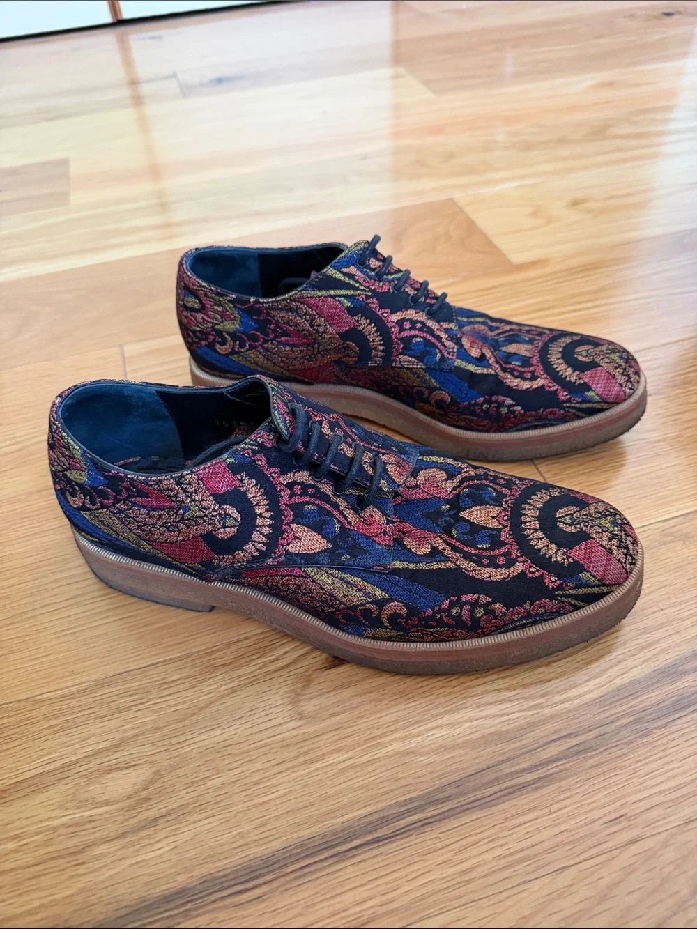 Dries Van Notten jacquard printed oxfords platforms 7.5/37.5 made in Italy